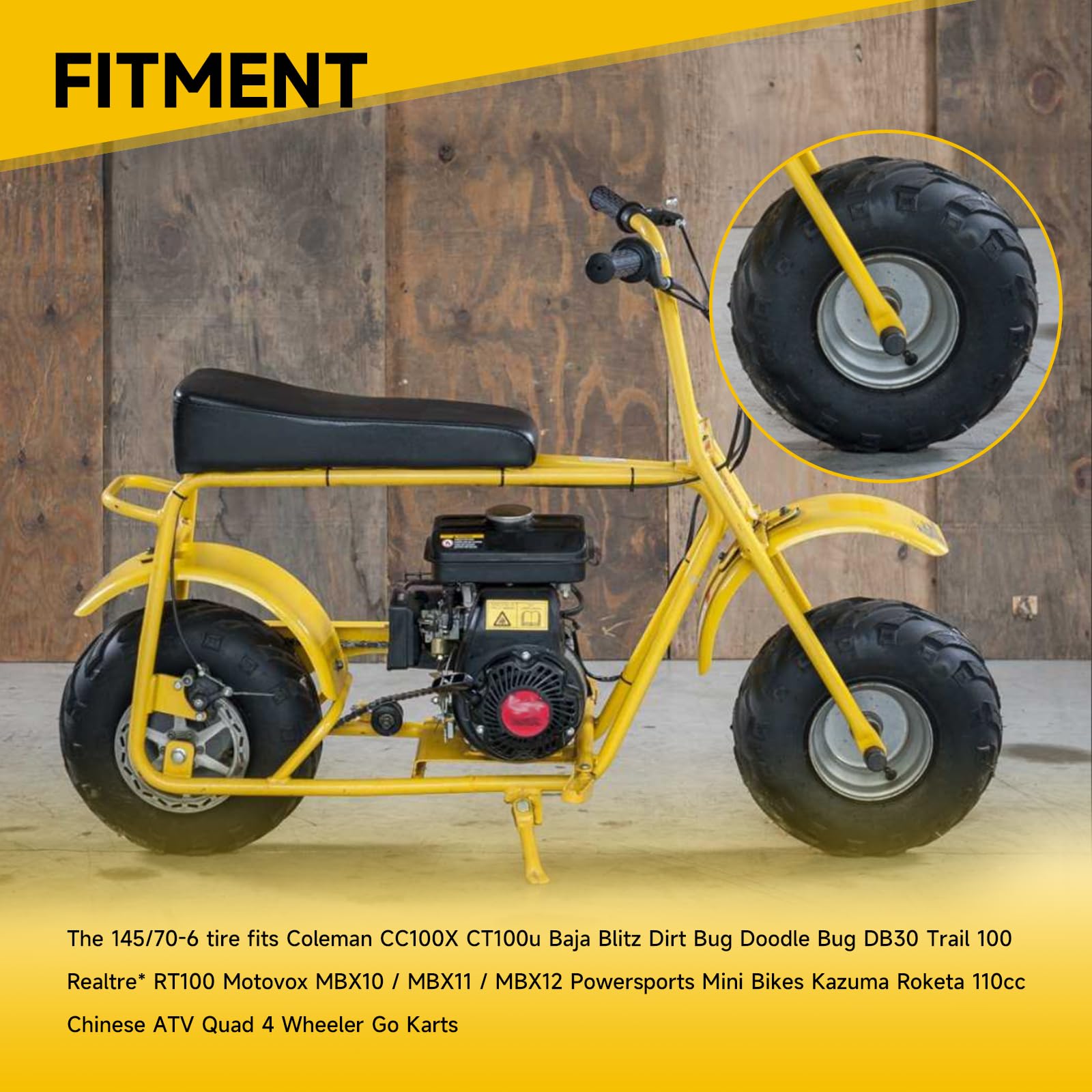 HIAORS 145/70-6 fitment chart image demonstrating broad compatibility