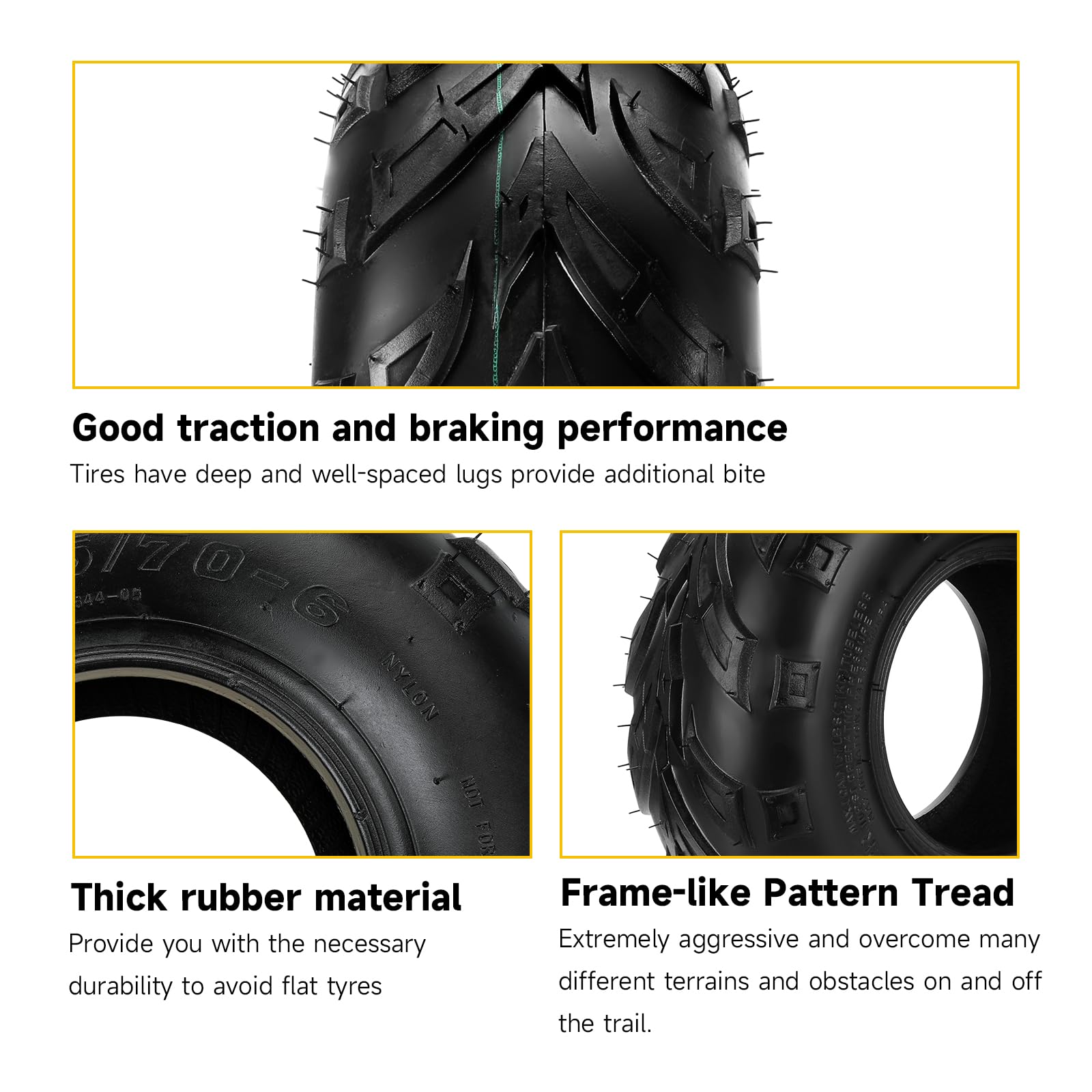 HIAORS 145/70-6 tire-in-action on a mini bike