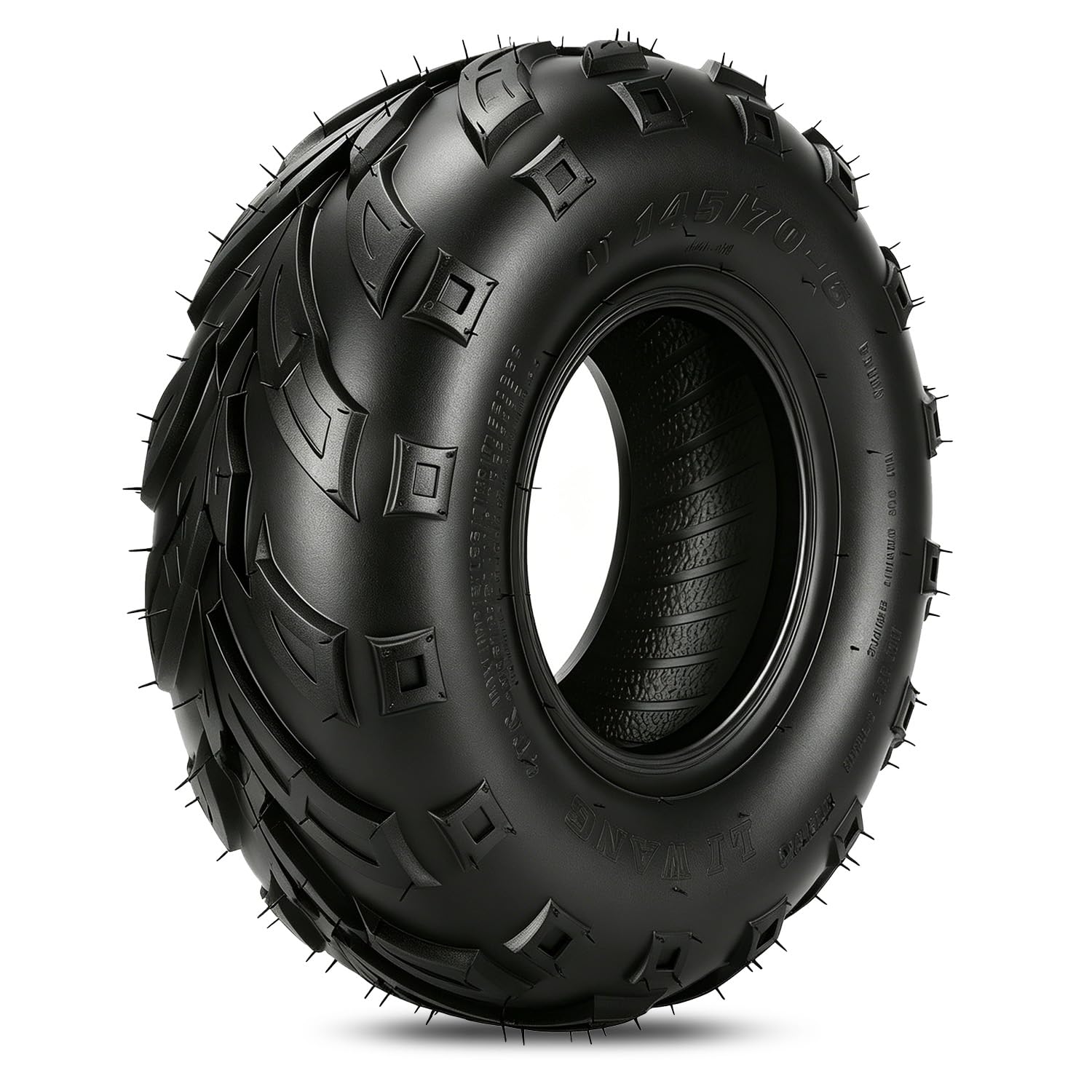 HIAORS 145/70-6 tire side view showing compact fitment for mini bikes.