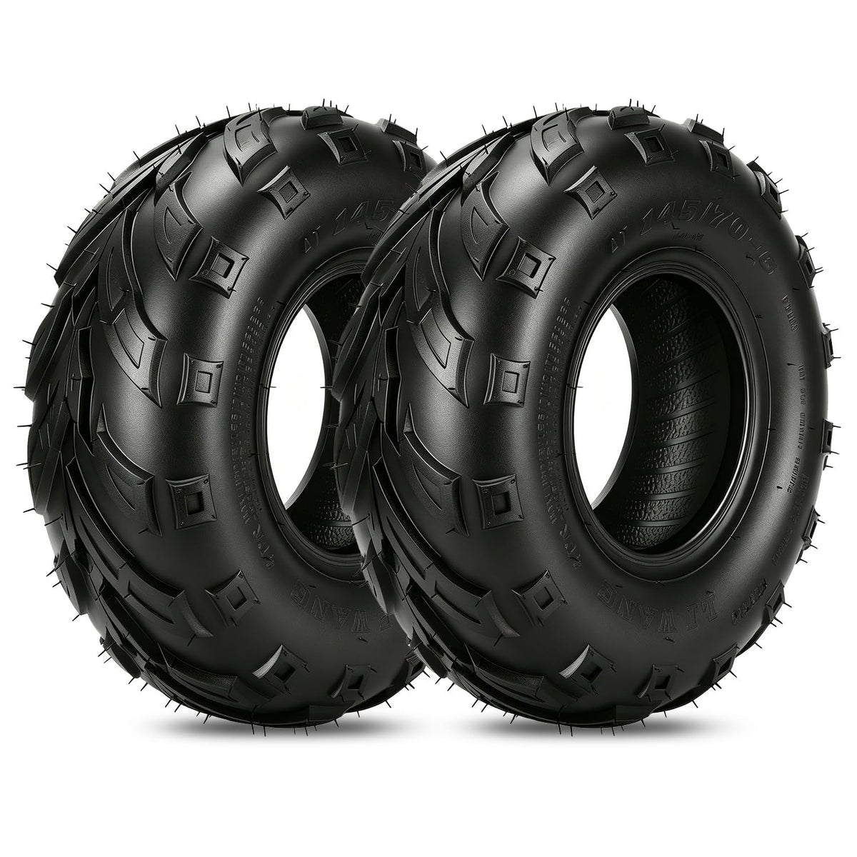 HIAORS 145/70-6 tire side view showing tubeless compatibility for Coleman mini bikes