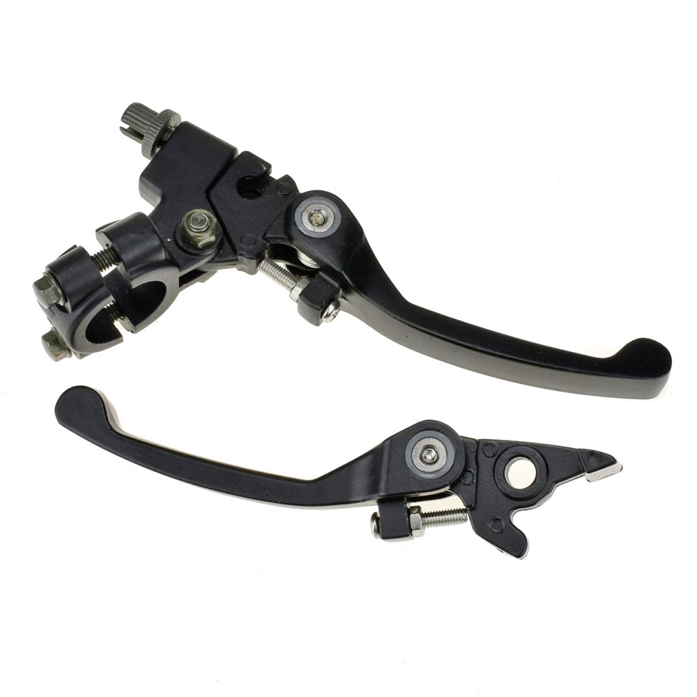 HIAORS black chrome clutch lever on 22mm handlebar, right-side install for responsive control.