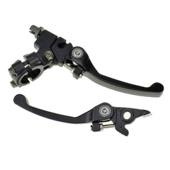 HIAORS black chrome clutch lever on 22mm handlebar, right-side install for responsive control.