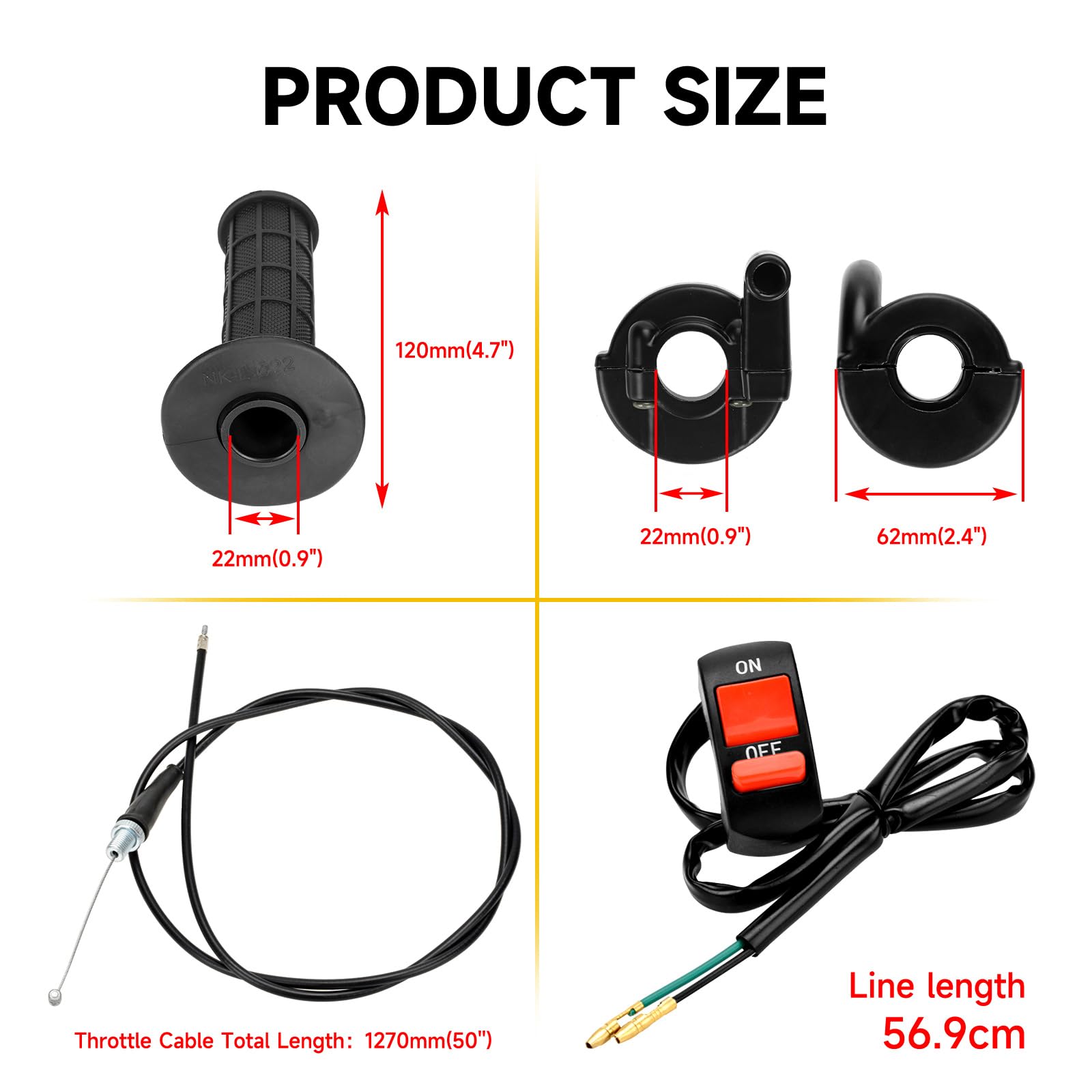 HIAORS black throttle cable for mini bike ensuring reliable throttle action
