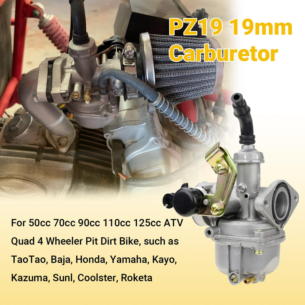HIAORS PZ19 carburetor fits Taotao and Coolster models, expanding compatibility.