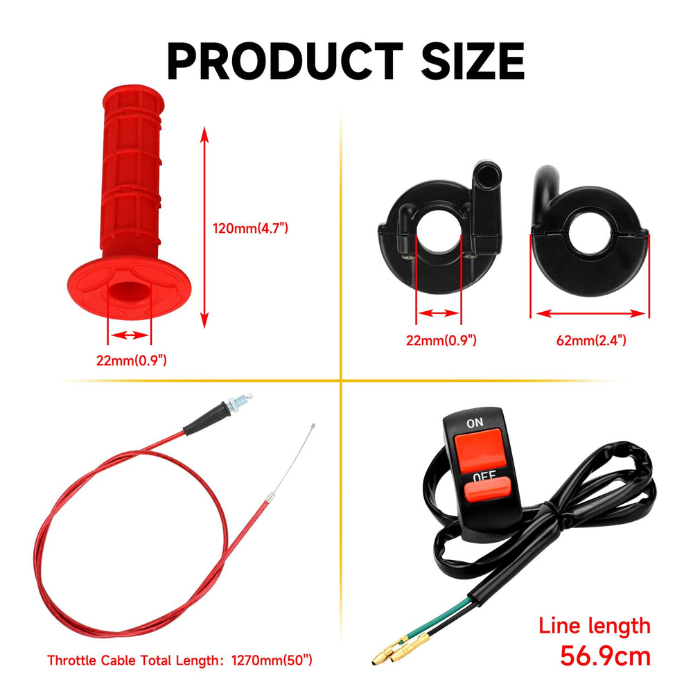 HIAORS red throttle cable close-up with durable inner wires for smooth engagement