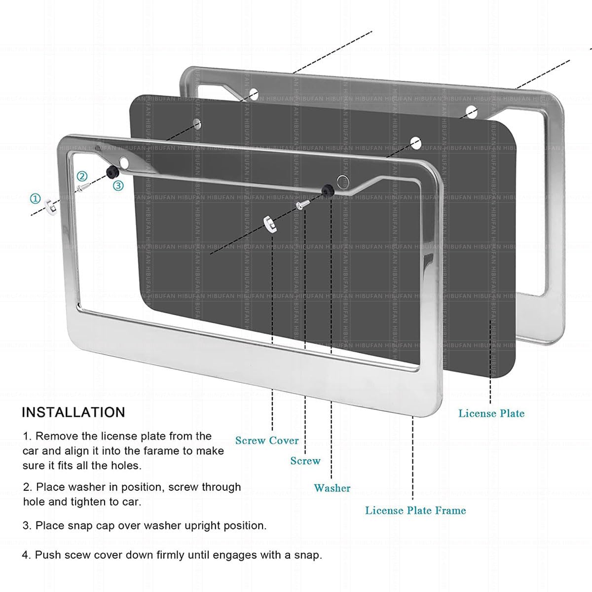 HIBUFAN veteran frame installation-ready with included screws and washers