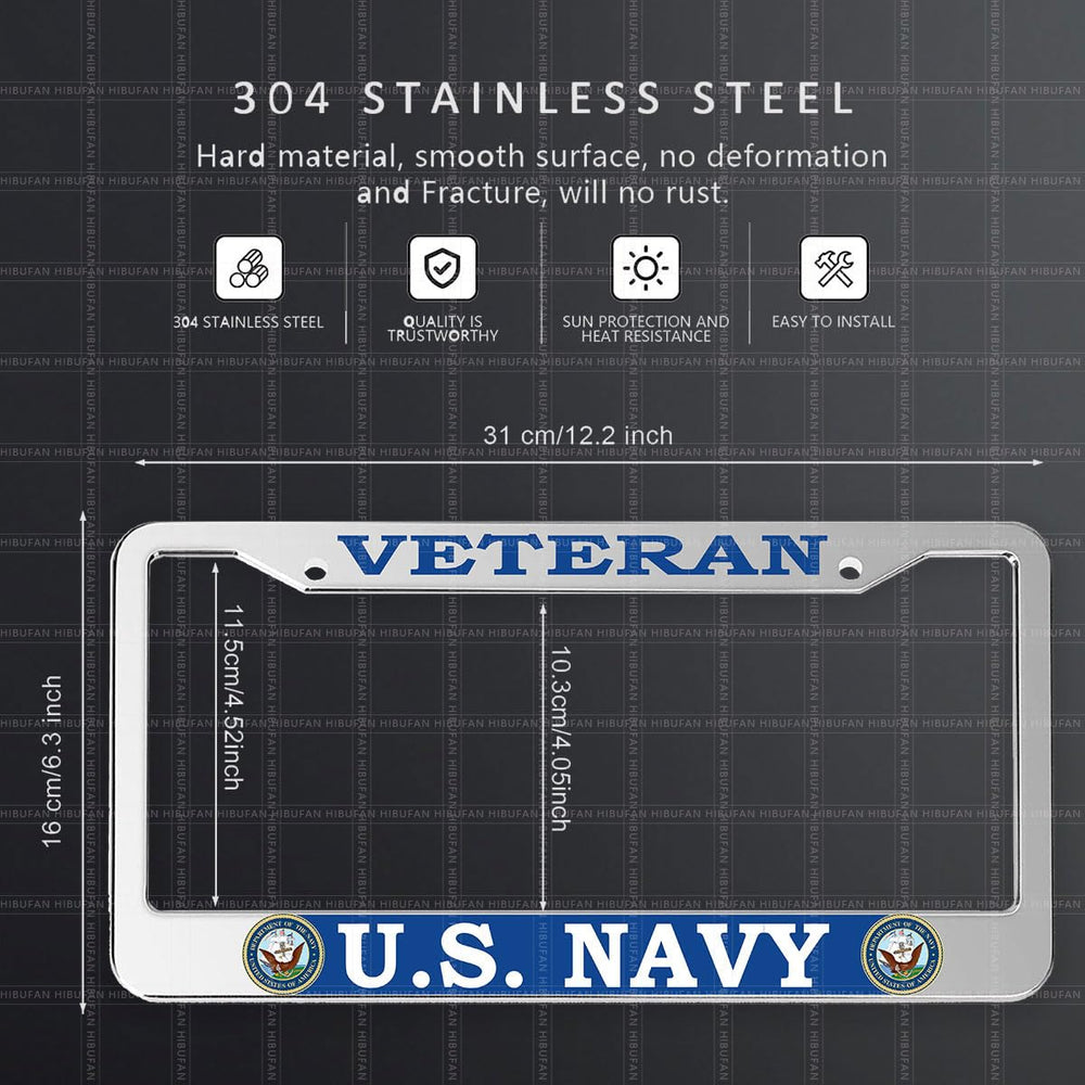 HIBUFAN veteran frame rear view showing secure fit for standard 12x6 plates