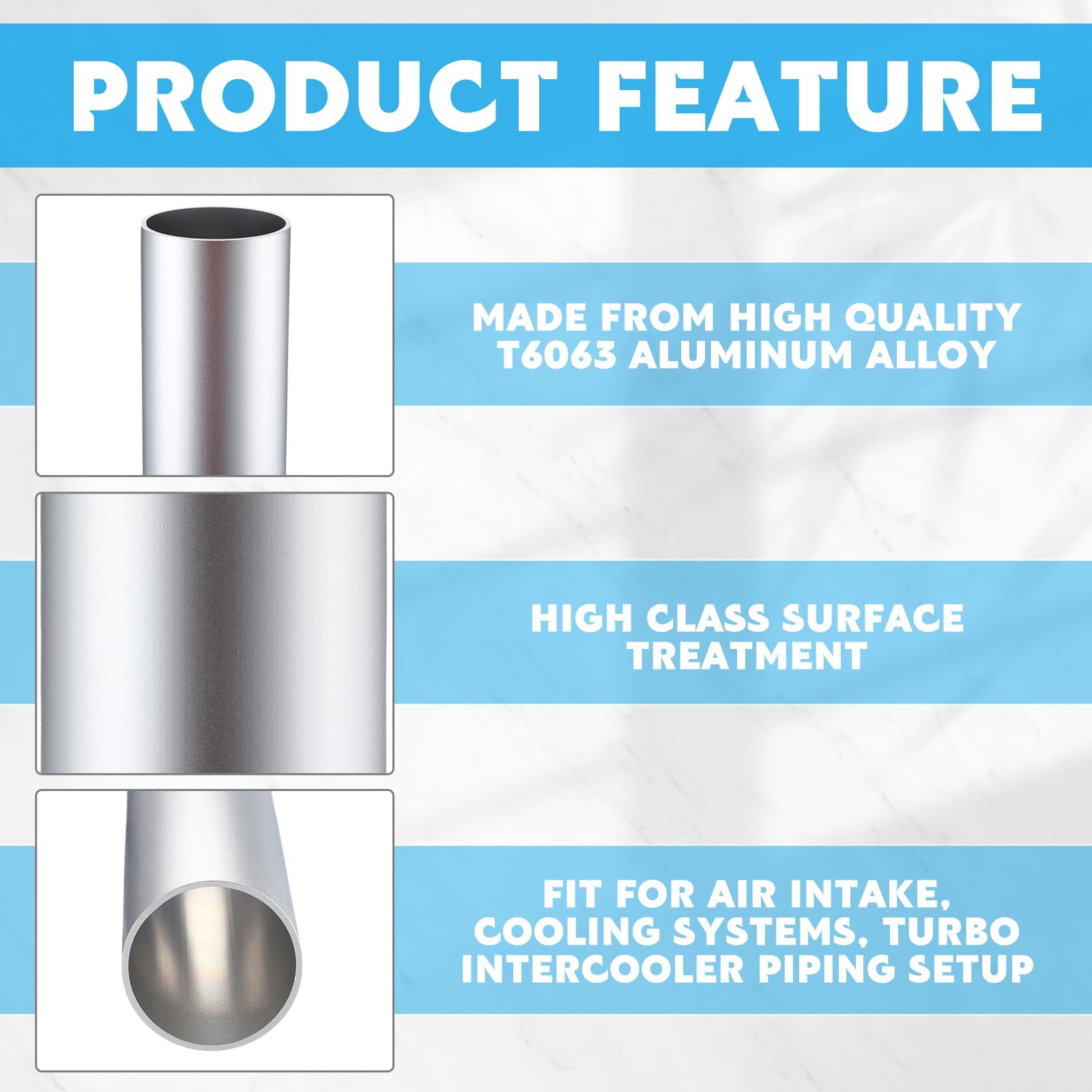 Hicarer 6063 aluminum alloy straight pipe with brushed finish for durability