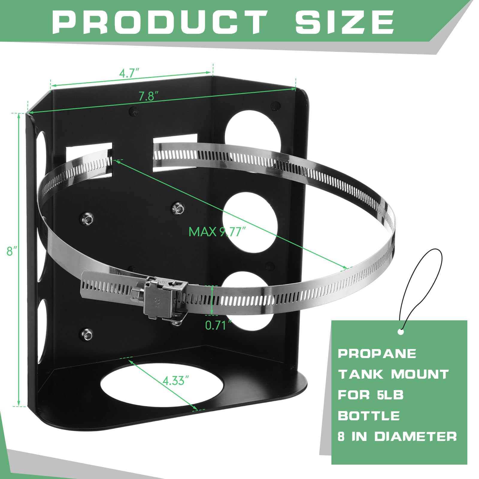 Hicarer propane tank holder with strap showing secure locking during transport