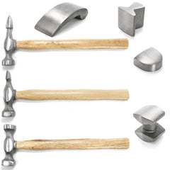 Hiceeden curved dolly supports reshaping dented metal surfaces.