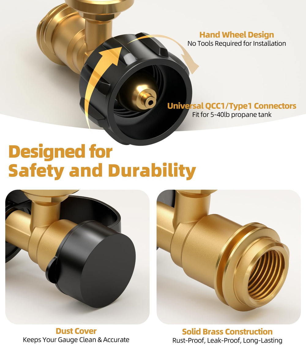 HICOOI brass construction gauge resists corrosion outdoors.