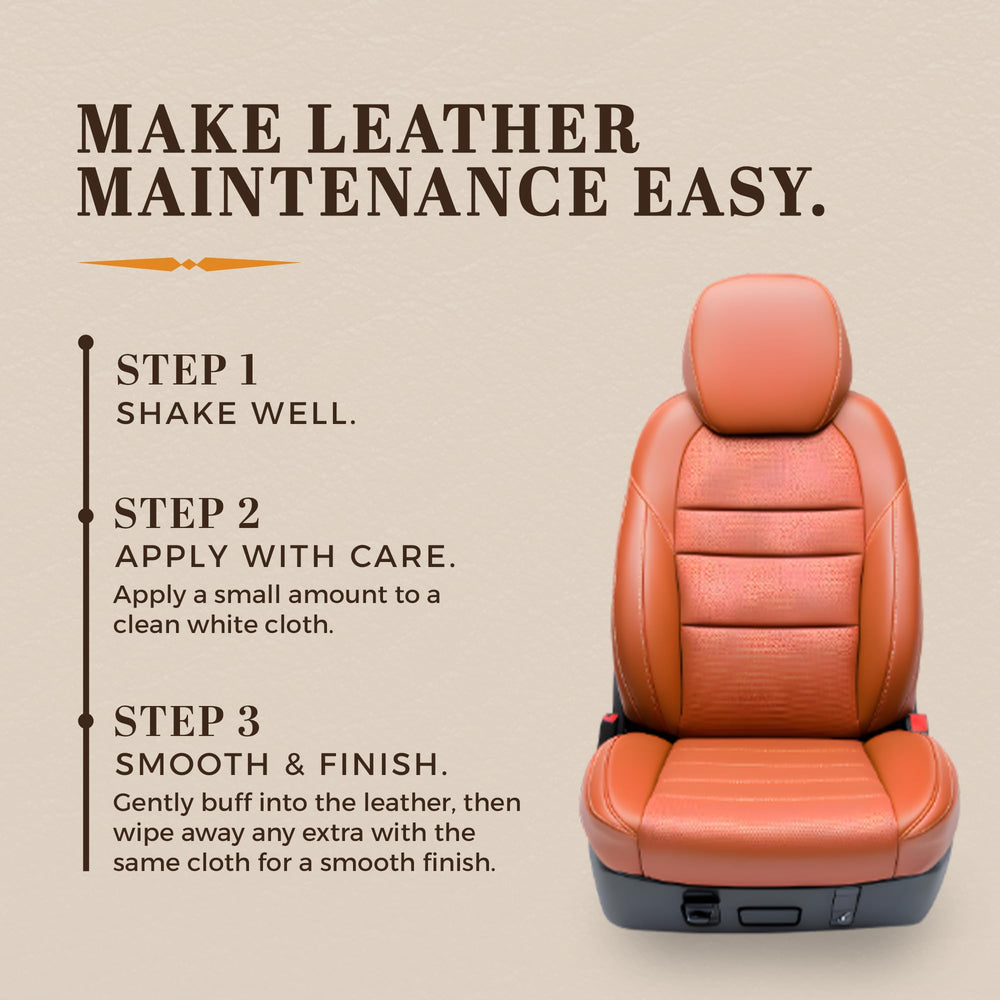 Hide-Bracer Leather Cleaner applying with cloth on leather surface for thorough cleaning and conditioning.