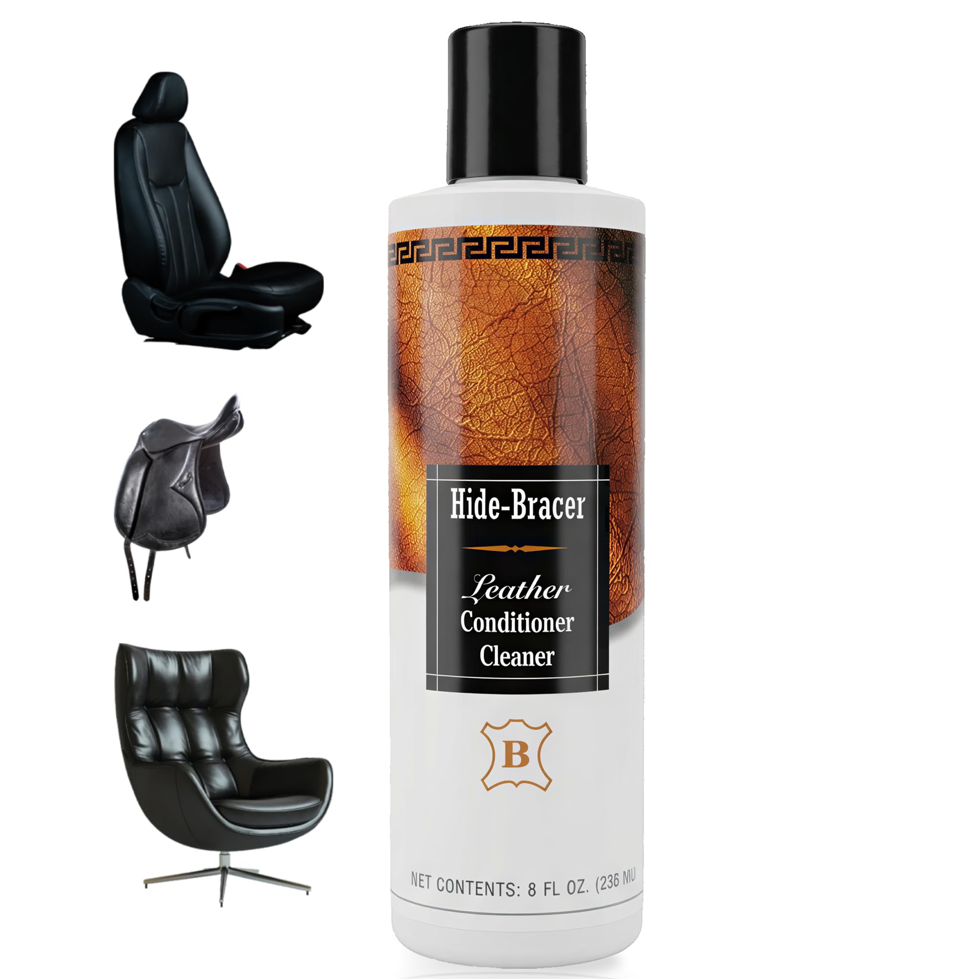 Hide-Bracer Leather Cleaner reduces visible scratches on distressed leathers.