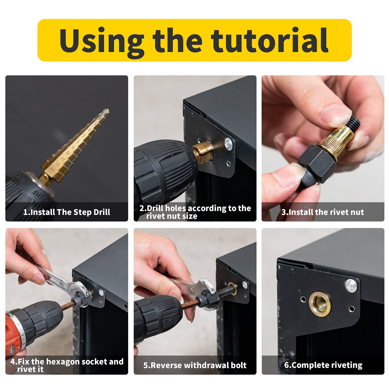 HIFESON rivet nut tool with drill bit ready for use