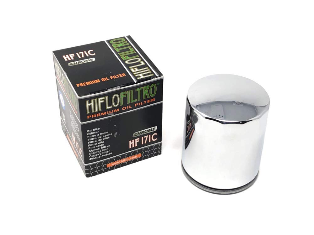Hiflofiltro HF171C chrome oil filter for Harley-Davidson offers reliable protection and chrome styling.