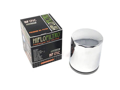 Hiflofiltro HF171C chrome oil filter for Harley-Davidson offers reliable protection and chrome styling.