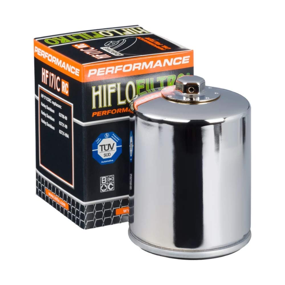 Close-up of Hiflofiltro HF171CRC advanced filtration media boosting oil flow.