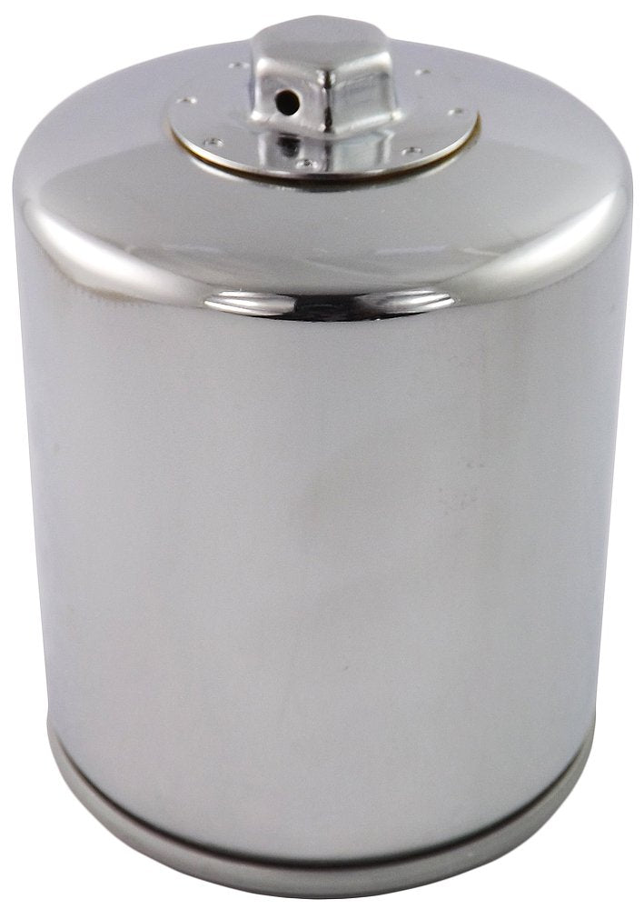 Hiflofiltro HF171CRC chrome oil filter exterior view for track and street use.