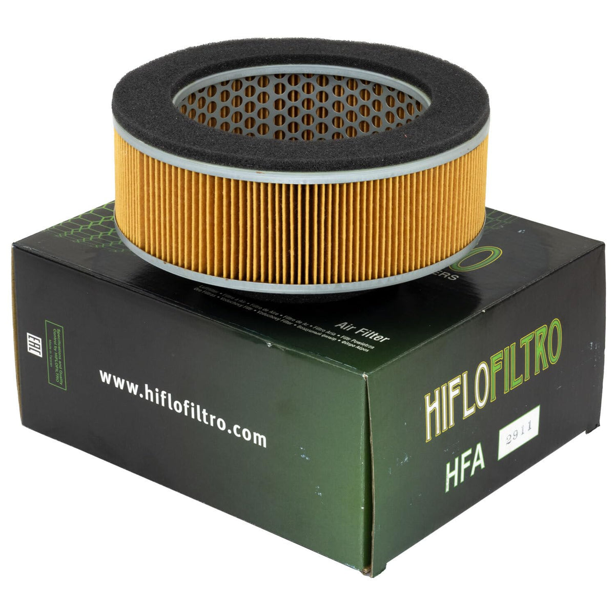 Hiflofiltro HFA2911 premium air filter fits OEM air box for reliable intake.