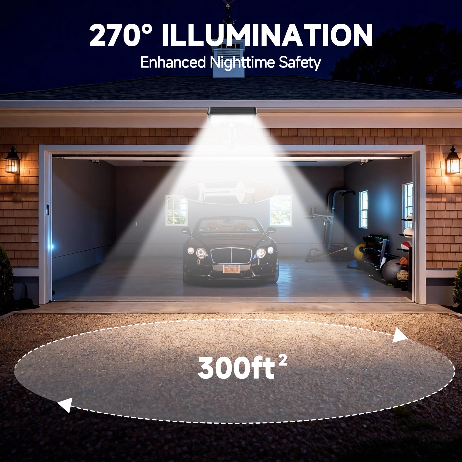 Hifor magnetic solar light with 92 LEDs provides strong illumination.