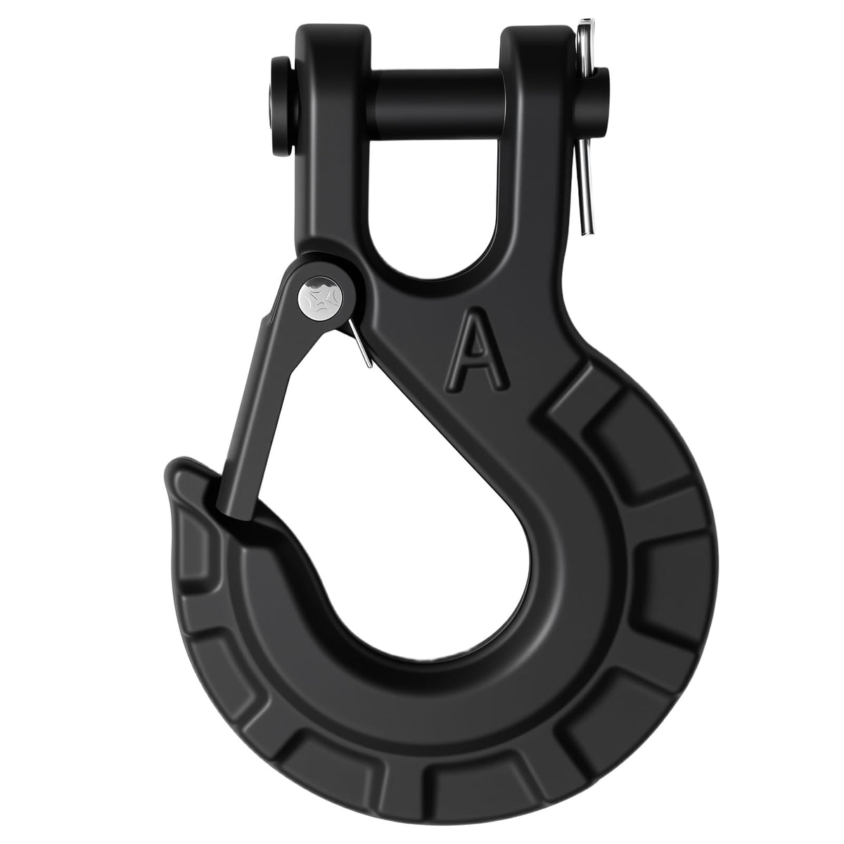 High-PQ clevis slip hook in matte black designed for heavy towing and durability.