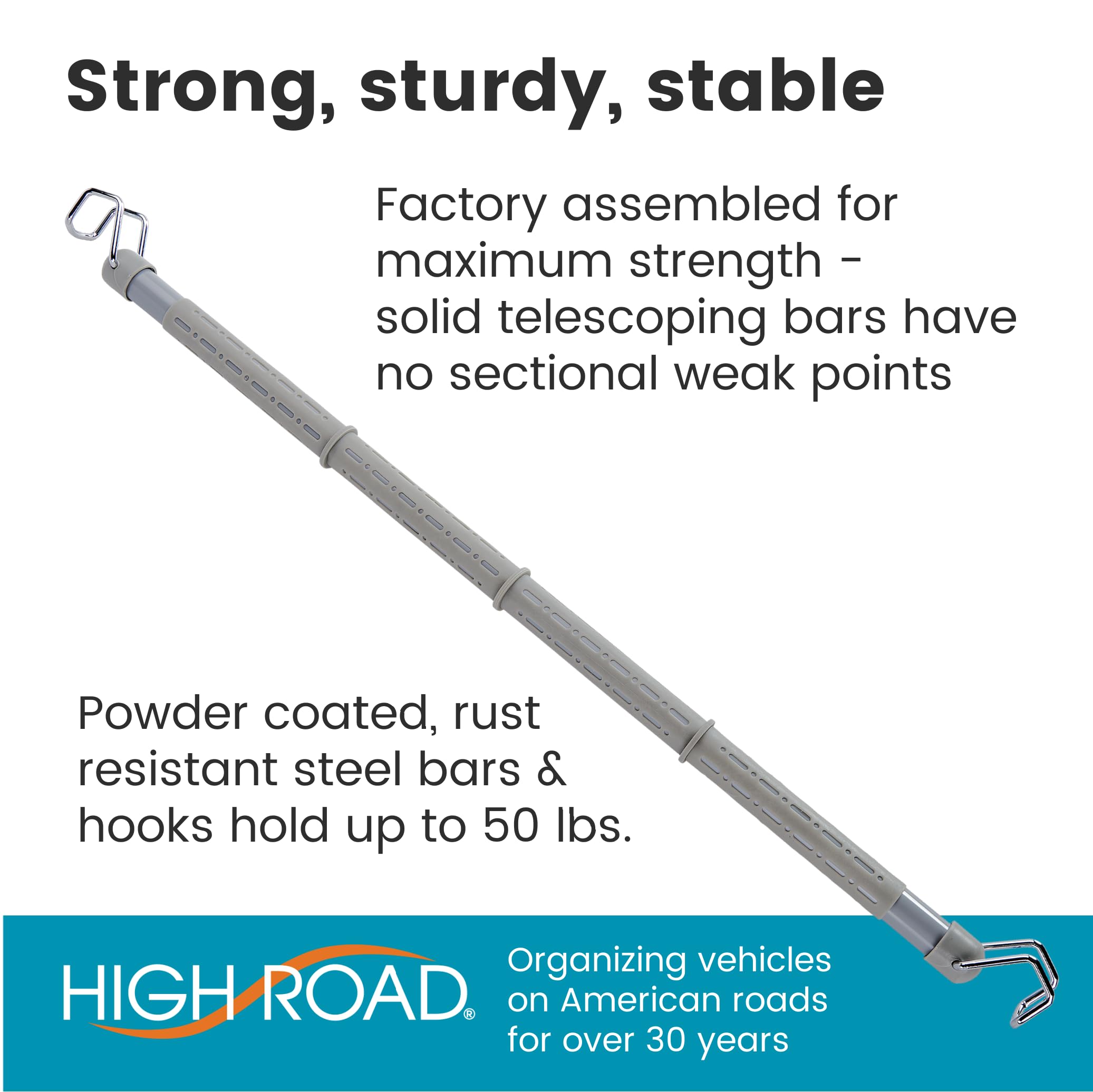 High Road car clothes hanger bar twist-lock keeps the bar secure
