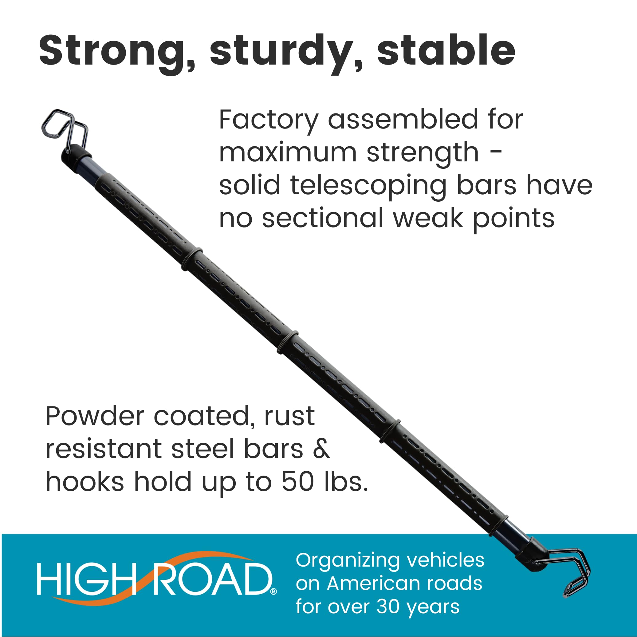 High Road car hanger bar shows no-assembly design for quick setup