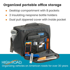 High Road Car Office Organizer with 13 inch laptop sleeve and zip mesh compartment