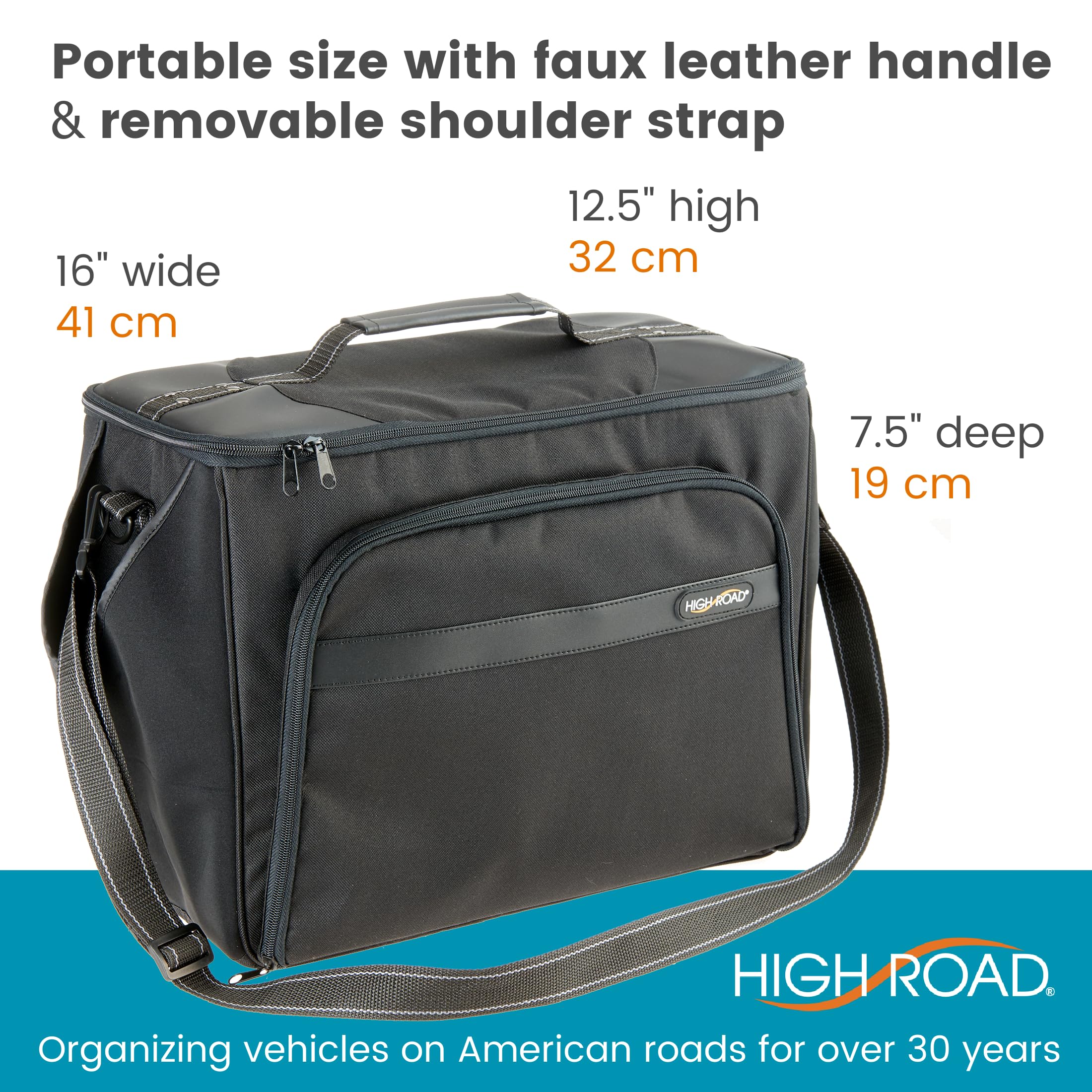 High Road Car Office Organizer padded shoulder strap and reinforced handle for easy transport
