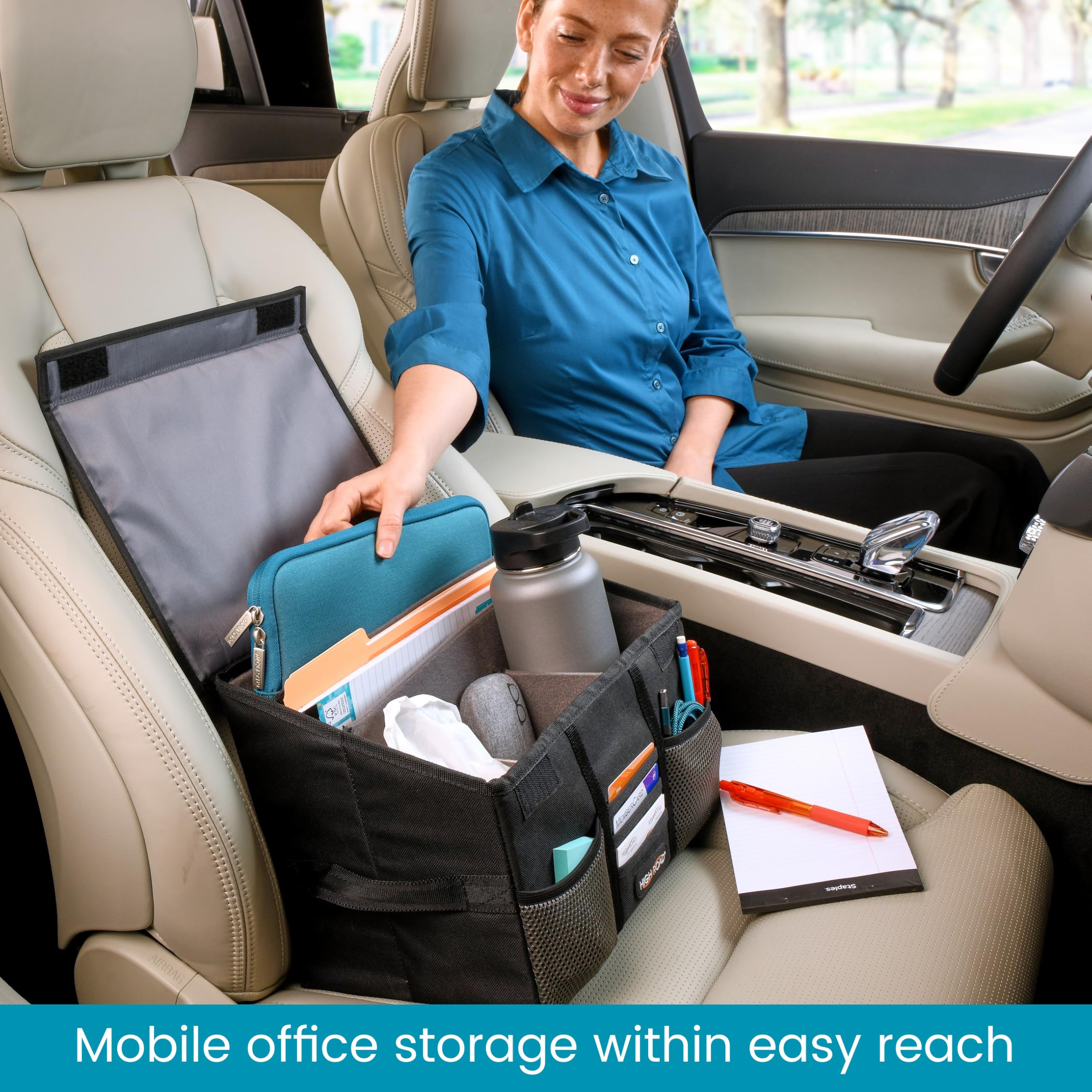 High Road Carganizer car desk top cover creates a mobile workspace on the go