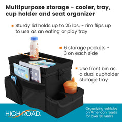 High Road CarHop cup holder tray keeps beverages steady during bumpy drives.