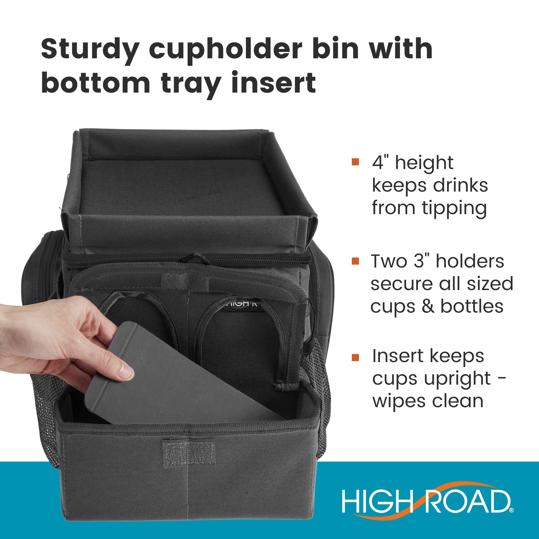 High Road CarHop structured lid offers stable support for the organizer
