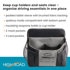 High Road DriverStash side pockets keep documents and devices organized