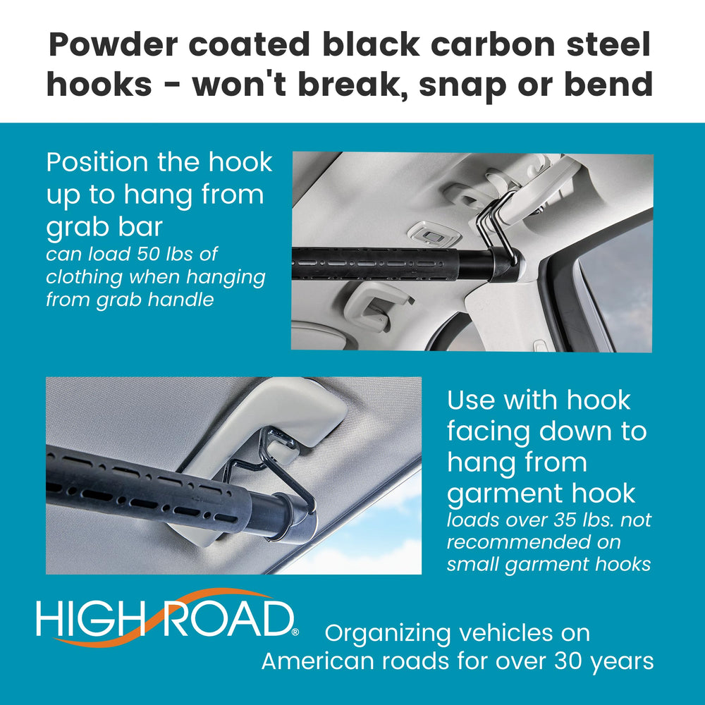 High Road end hooks rotate for versatile attachment in any vehicle