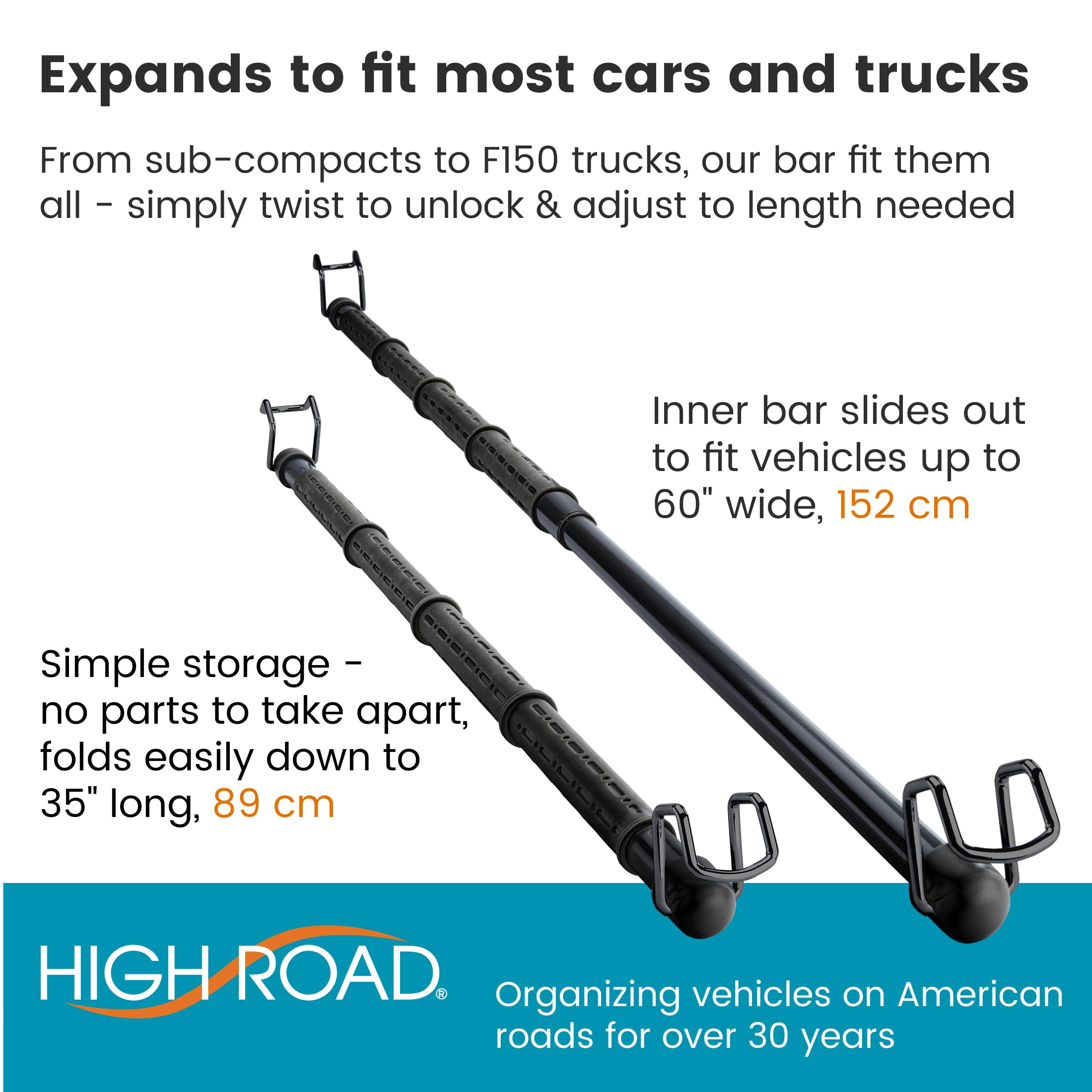 High Road bar keeps garments neat without obstructing rear visibility