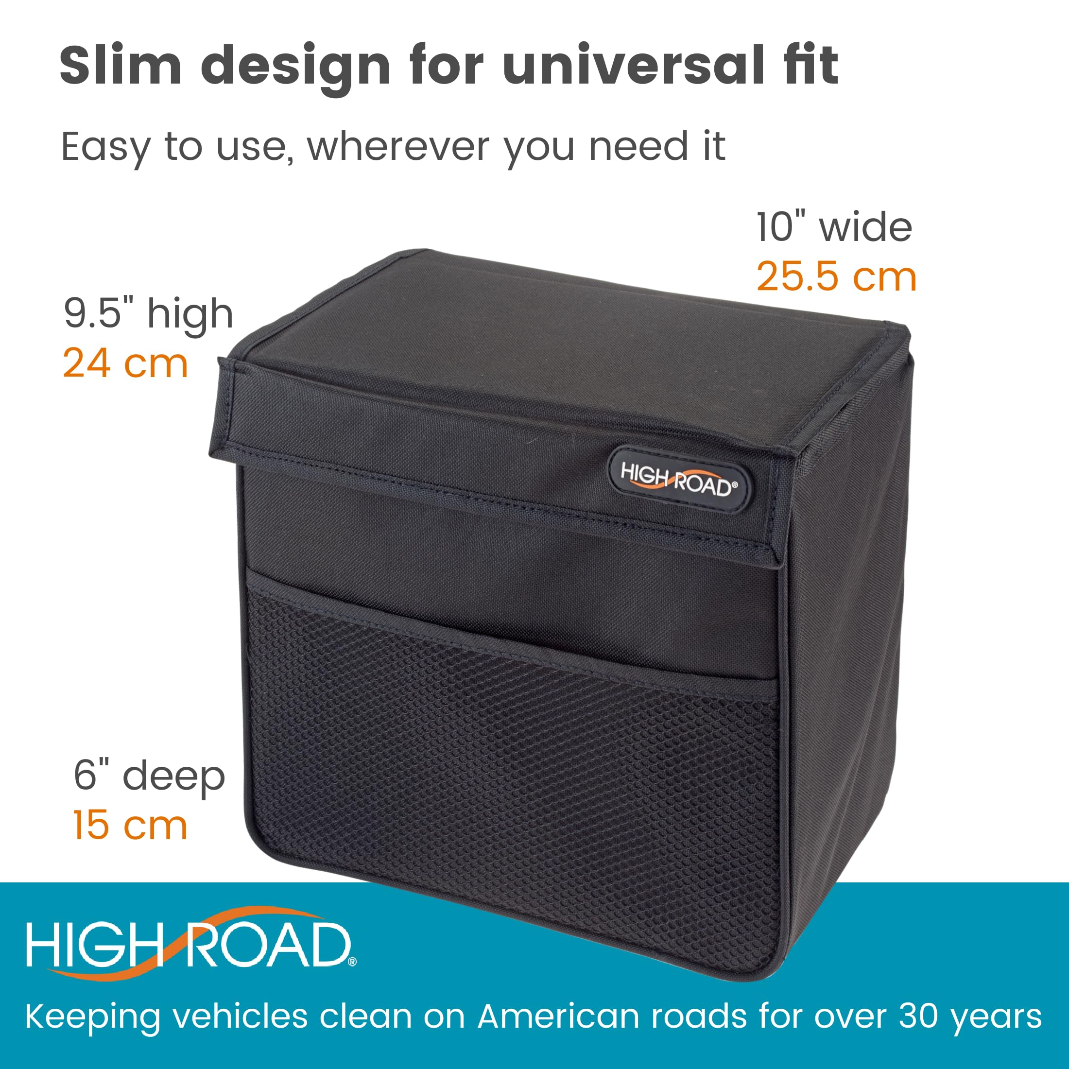 High Road TrashStand waterproof design protects interiors from spills.