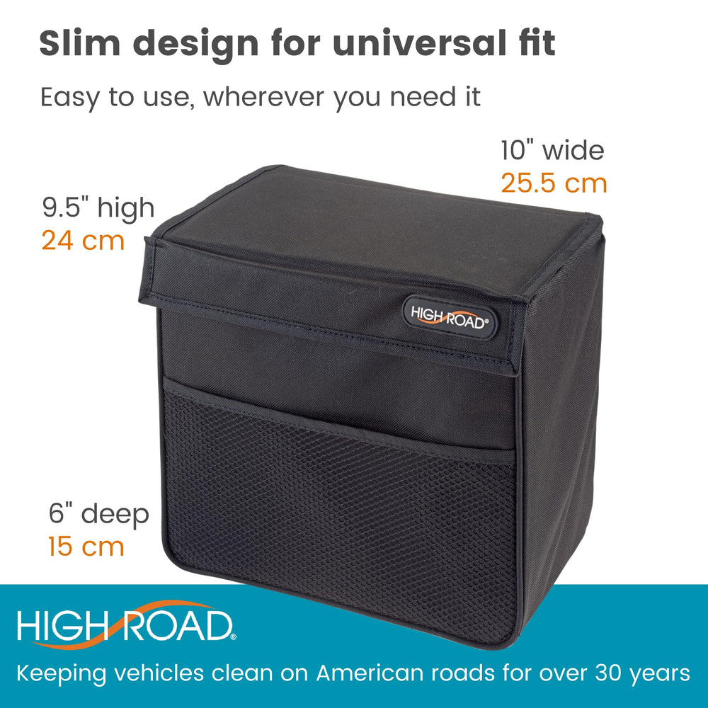 High Road TrashStand waterproof design protects interiors from spills.