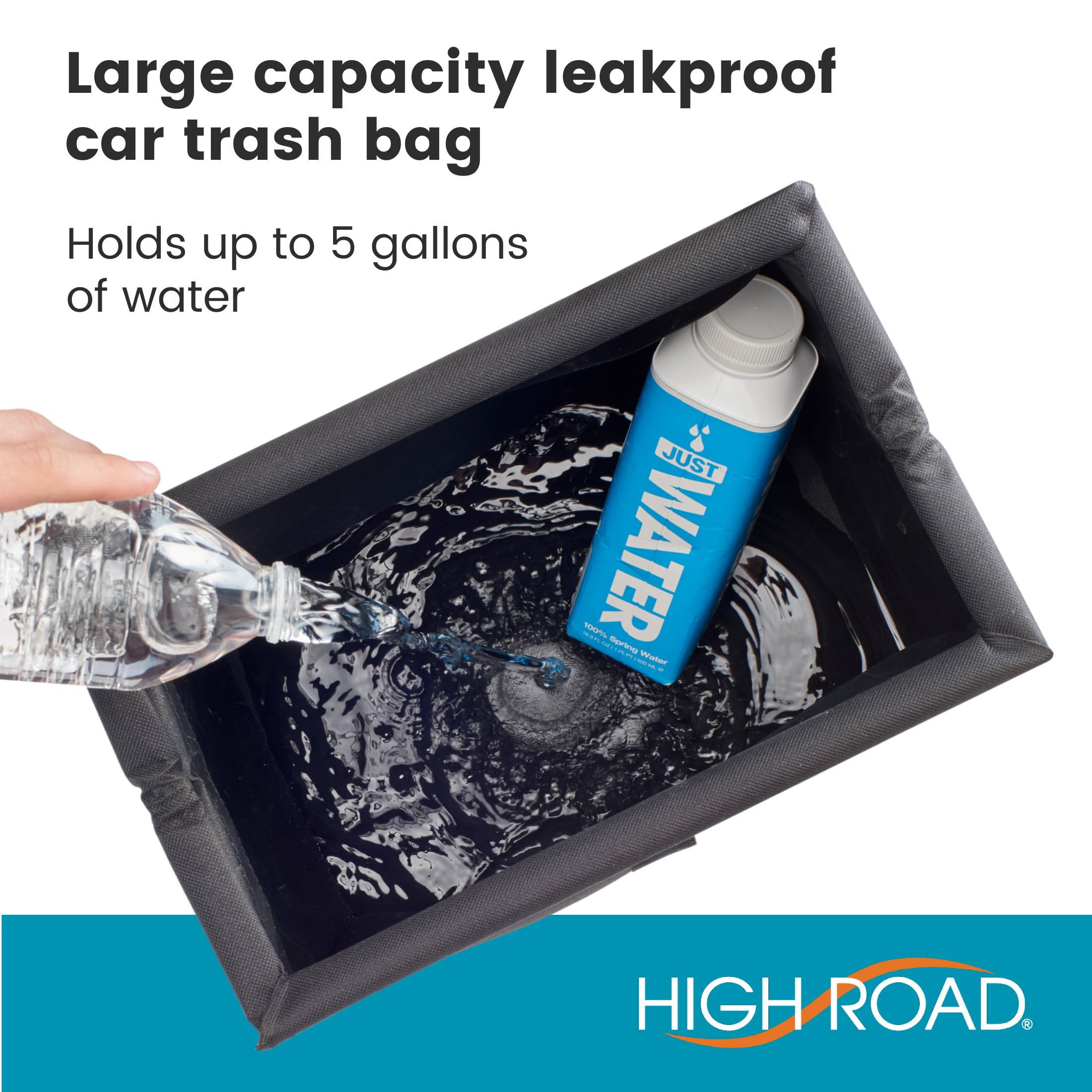 TrashStash push-close top keeps odors contained from the driver seat