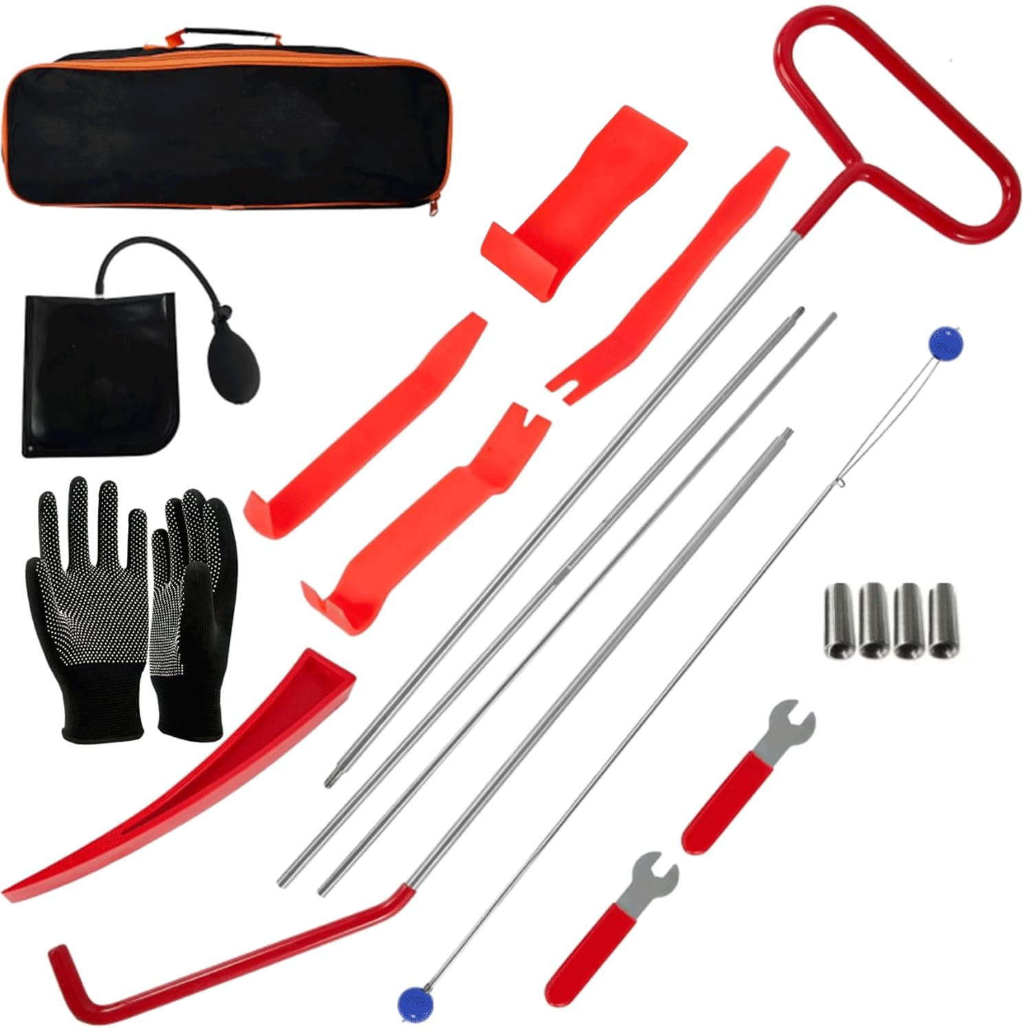 HIGH & SKY car tool kit with 68-inch rods enables extended reach for door access.