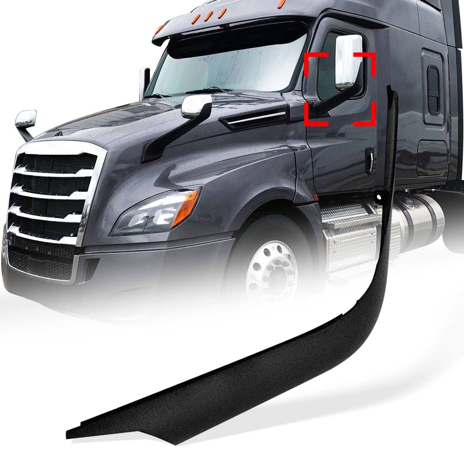 High Soar door mirror arm cover left side for Cascadia enhances fit and protects from wear.