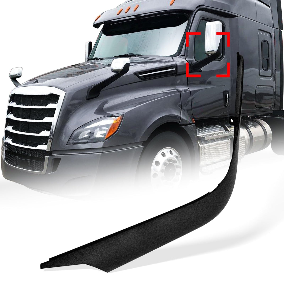 High Soar door mirror arm cover left side for Cascadia enhances fit and protects from wear.