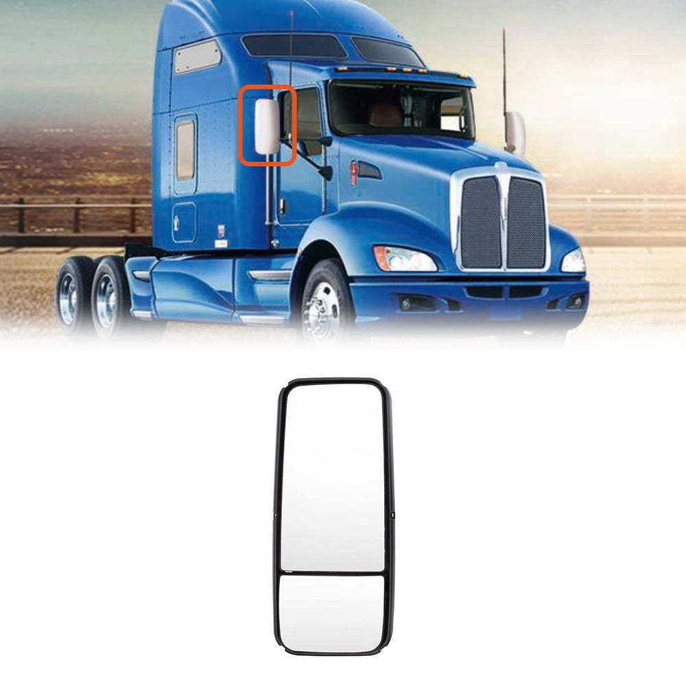 High Soar Kenworth T370 chrome door mirror, right side, weather-resistant housing