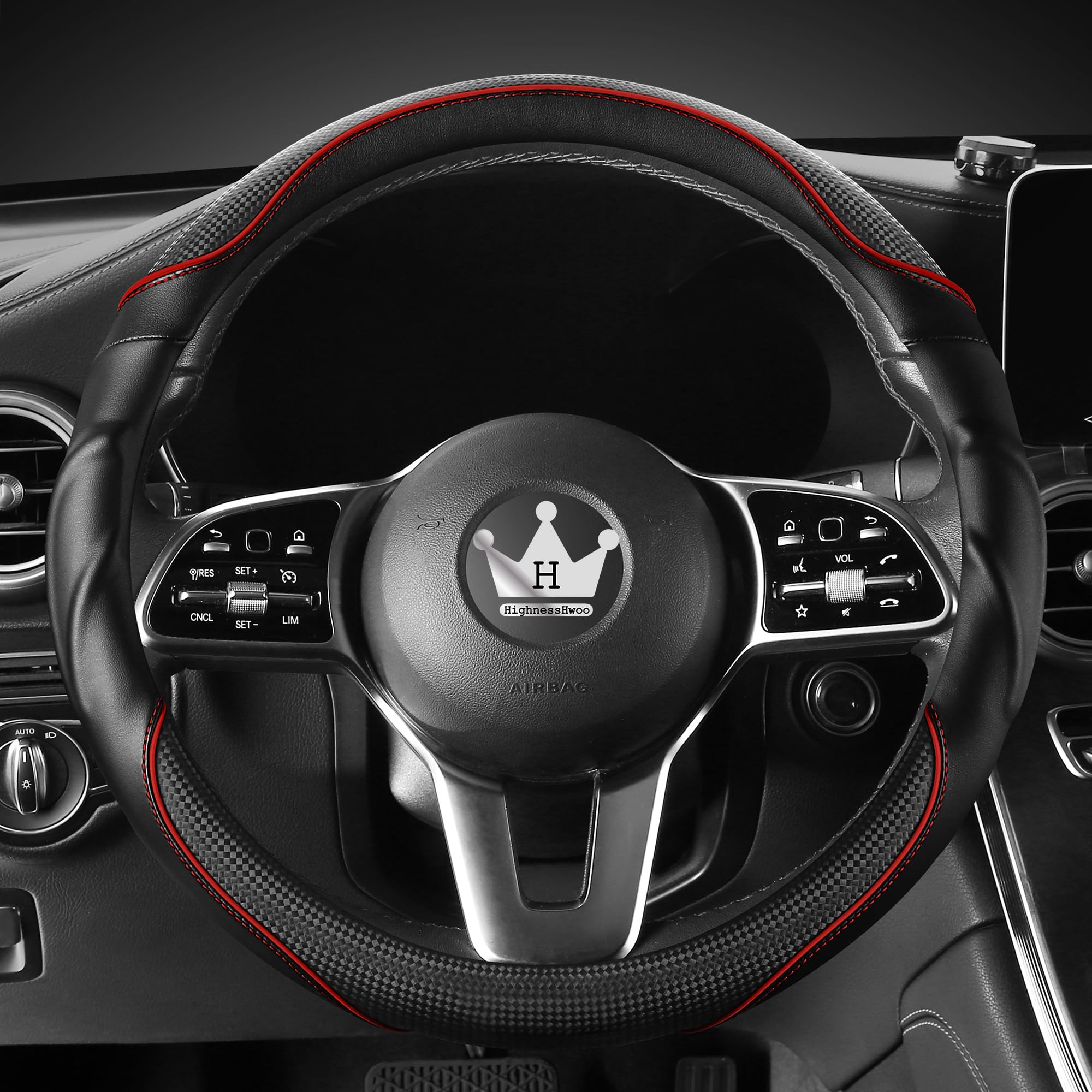 HighnessHwoo 3D grip steering cover showing ergonomic design for smoother handling and comfort.