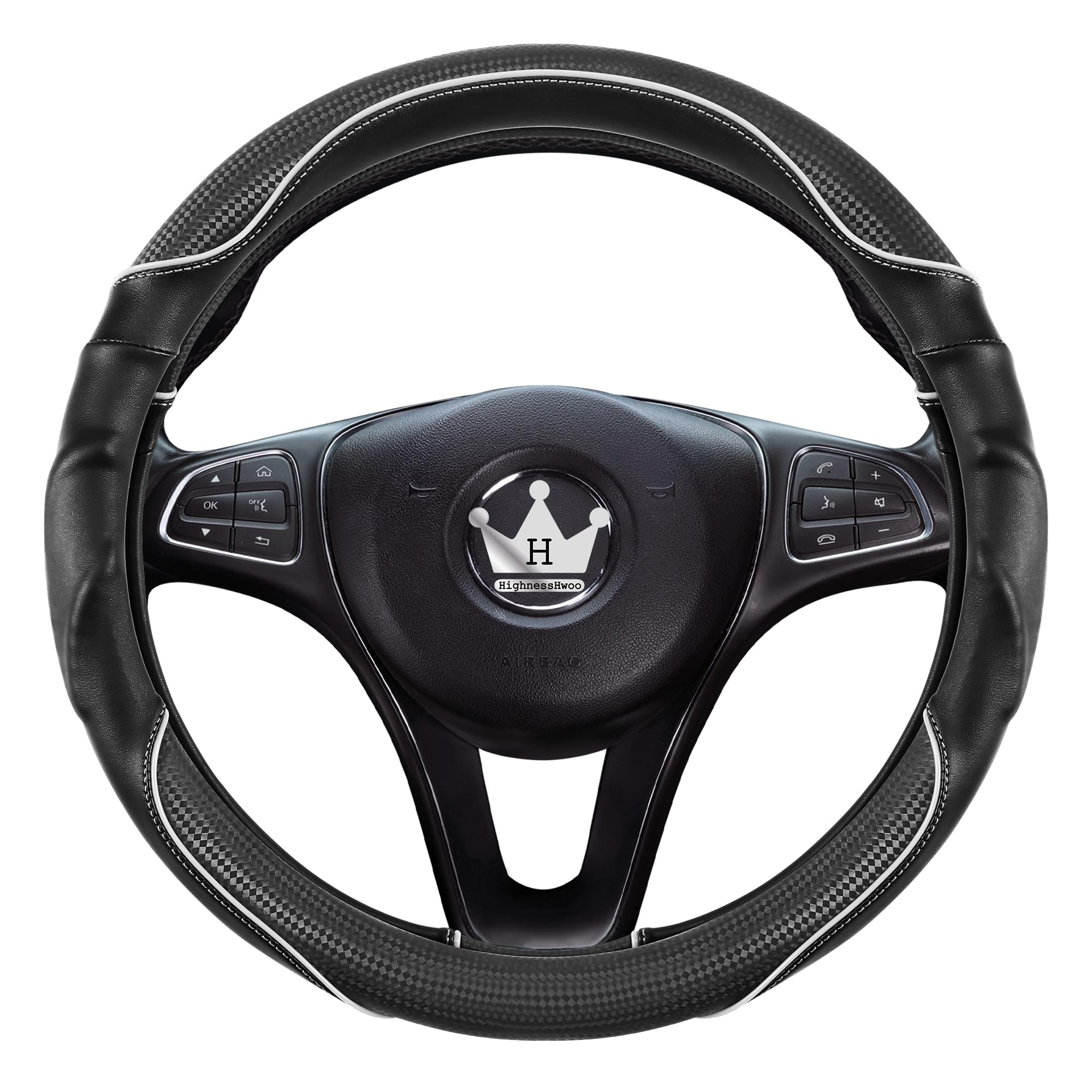 HighnessHwoo carbon fiber faux leather look adds sporty style to your wheel.
