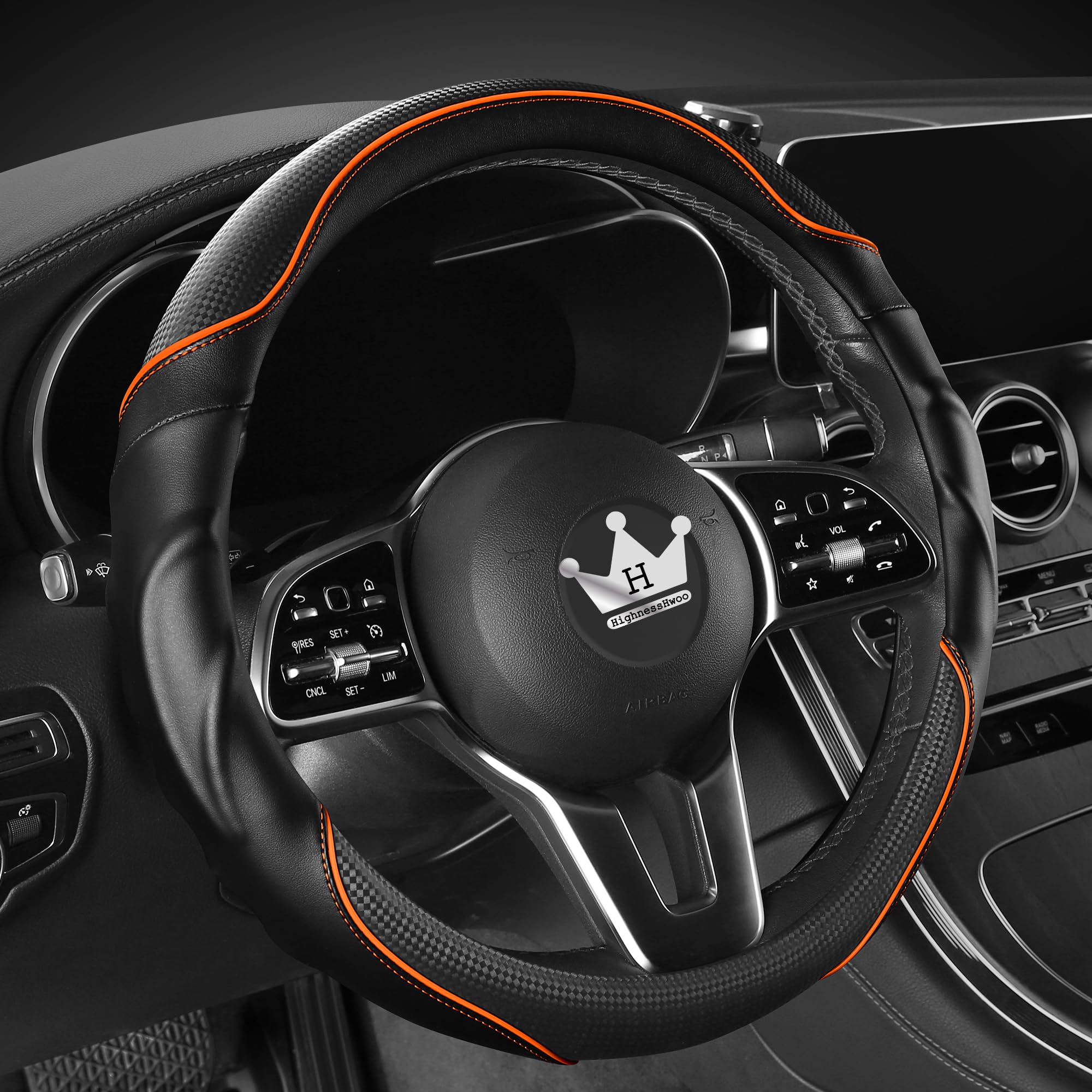 Carbon fiber faux leather texture adds sporty style for HighnessHwoo.