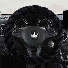HighnessHwoo luxury fluffy steering wheel cover for winter warmth and comfort