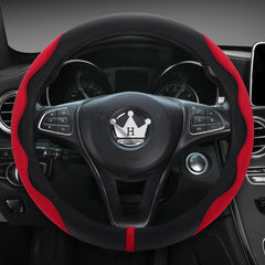 HighnessHwoo luxury suede steering cover with classic wavy design offers a soft, premium grip.