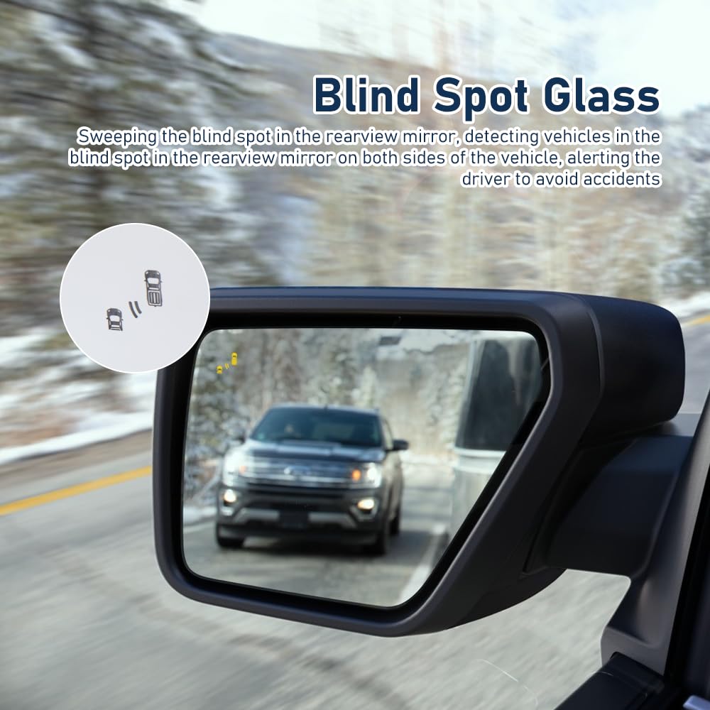 HIGHTO Ford F-150 power-adjustable mirror for easy positioning on the road.