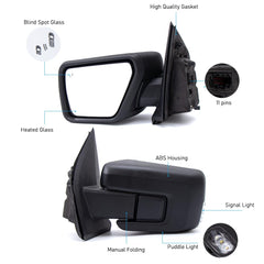 HIGHTO Ford F-150 left driver-side mirror with turn signal for clear signaling.