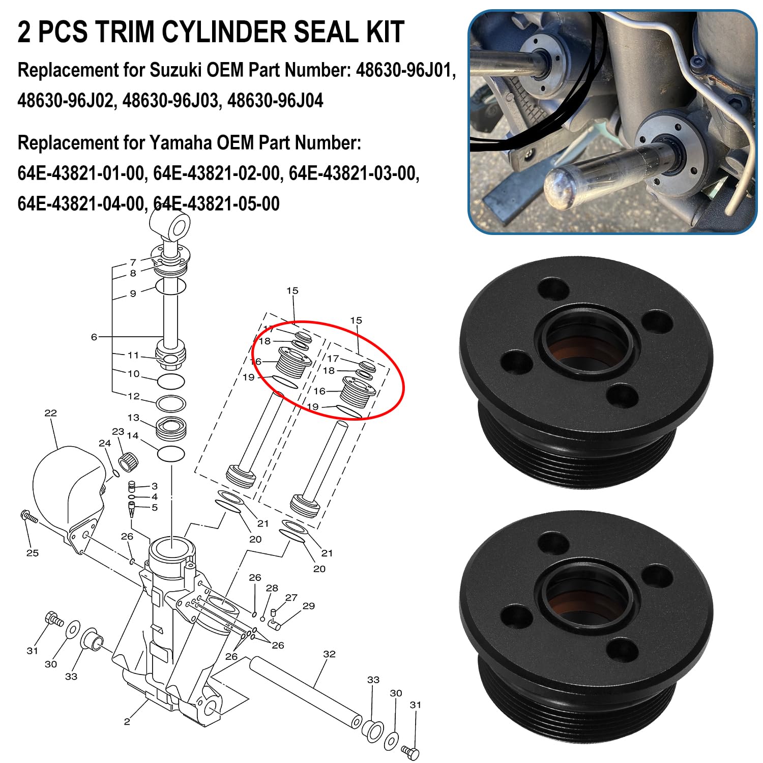 Hihitomorrow trim cap for Yamaha 4-cyl 115hp enables steady trim control.